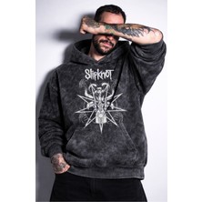Fuddy Moda Unisex Slipknot Yazılı Kapüşonlu Yıkamalı Sweatshirt, Oversize Rock Band Baskılı Retro Hoodie