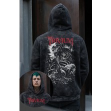 Fuddy Moda Unisex Oversize Trivium Sırt Baskılı Kapüşonlu Yıkamalı Rock Band Sweatshirt