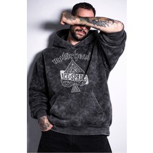 Fuddy Moda Unisex Oversize Motörhead Ace Of Spades Baskılı Kapüşonlu Yıkamalı Sweatshirt