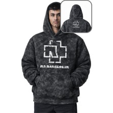 Fuddy Moda Unisex Rammstein Logo Ense Baskılı Kapüşonlu Yıkamalı Sweatshirt, Oversize Rock Band Retro Hoodie