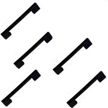 Mythriva Lüx Çekmece Kulpları Dolap Mobilya Kulp Düz Siyah 96-128 mm Metal Kulp 5 Adet