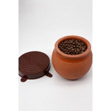 Risingmaber Silikon Kapaklı Doğal Toprak Çömlek Saklama Kabı, Hava Geçirmez Çömlek Mutfak Organizer Saklama Kabı MG04