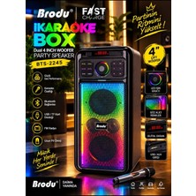 Başkenttekno BTS-2245 Çift 4" 80W Woofer Kablosuz Karaoke Parti Hoparlörü | Rgb Işıklı, Kablosuz Mikrofonlu