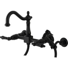 Mythriva Kingston Brass KS1260PKLBS Duchess Duvara Monte Köprü Mutfak Musluğu, Pirinç Püskürtücülü, Mat Siyah
