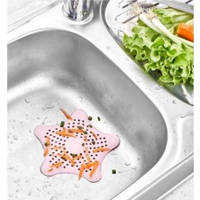 Mythriva Seahome Vantuzlu Silikon Kaymaz Yıldız Lavabo ve Küvet Süzgeci Yıldız Süzgeç Pembe Renk SEA114P