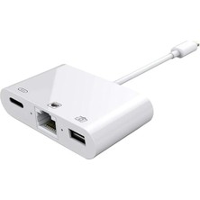 Winex 3in1 Lightning To RJ45 + Usba + Lightning Şarj Girişli Dönüştürücü Adaptör