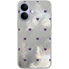 Vivo V60 Lite Uyumlu Kılıf Zebana Pink Heart Silikon Kılıf Lila