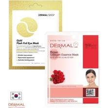 Mythriva Dermal 3 Katmanlı Gold Göz Maskesi ve Nemlendirici ve Pürüzsüzleştirici Gül Özlü Kolajen Maske Seti