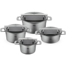 Mythriva Fissler Phi Collection 8 Parça Cam Kapaklı Tencere Seti Renkli 24 cm