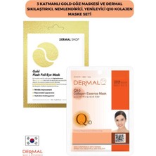 Mythriva Dermal 3 Katmanlı Gold Göz Maskesi ve Dermal Sıkılaştırıcı, Nemlendirici, Yenileyici Q10 Kolajen Maske Seti