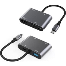 Winex 4in1 Type-C To Hub Pd 65W+HDTV+VGA+USBA Dönüştürücü Adaptör