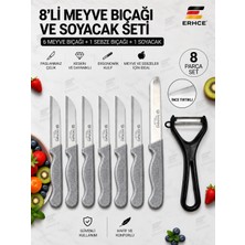 ERHCE Meyve Sebze Bıçağı 8'li Set Soyacak ve Doğrama Bıçağı Simli Tırtıklı Bıçak Solingen Alman Paslanmaz Çelik