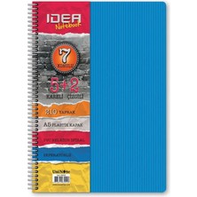 Neva Home Çınar Idea 6+2 240 Yaprak 8 Bölmeli Defter A5 Boyut (17X24 Cm) Separatörlü Spiralli Okul Defteri Dayanıklı Pp Plastik Sert Kapak Kareli Çizgili Ayraçlı Seperatörlü Ders ve Not Defteri