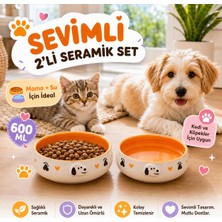 Neva Home 2'li El Yapımı Seramik Kedi Köpek Mama ve Su Kabı Seti, 350 ml Kabartma Desenli Stoneware, Bpa Içermez Gıda Güvenli, Kaymaz Tabanlı, Kedi Köpek Mama Kabı Takımı (Turuncu)