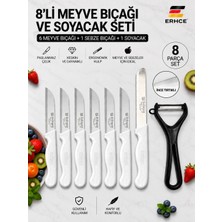 ERHCE Meyve Sebze Bıçağı 8'li Set Soyacak ve Doğrama Bıçağı Simli Tırtıklı Bıçak Solingen Alman Paslanmaz Çelik