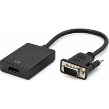 Neva Home Primex PX-1250 VGA To HDMI Full Hd Görüntü Çevirici Aparat, Analog Erkek To HDMI Dişi Aktif Dönüştürücü, Pc Laptop Notebook VGA Çıkışından HDMI Tv Monitör Projeksiyon Bağlantı Adaptörü