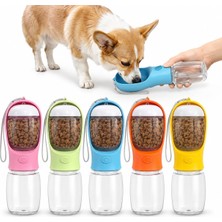 Neva Home Mama Hazneli Köpek Suluğu - 350 ml Su ve 180 ml Mama Kapasiteli Taşınabilir Şişe - Kedi Köpek Seyahat Kabı - Stok Durumuna Göre Renk Gönderilir