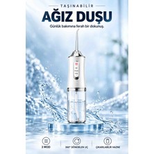 Abstrax Tech Şarjlı Taşınabilir Ağız Duşu 5 Başlıklı, 3 Modlu, 360° Döner Uçlu Diş Arası Temizleyici