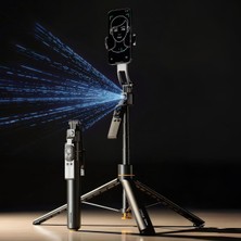 Neva Home Tam Profesyonel Otomatik Açılan, Aı Yüz Takipli 170 cm Selfie Çubuğu ve Tripod | 360° Dönebilen Telefon Tutucu, Portatif, Uzaktan Kontrol, Titanyum | Canlı Yayın/video/fotoğraf | TT07SS