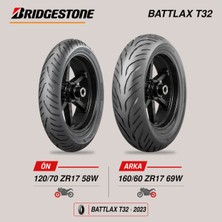 Bridgestone Battlax T32 120/70 ZR17 58W - 160/60 ZR17 69W Ön Arka Motosiklet Lastik Takımı (2023)