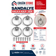 Ergün Store Sandalye Süs Halka Lüks Modern Krom Kulp , Süs Içindir 4 Adet - Altın Vida Dahil
