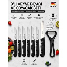 ERHCE Meyve Sebze Bıçağı 8'li Set Soyacak ve Doğrama Bıçağı Simli Tırtıklı Bıçak Solingen Alman Paslanmaz Çelik