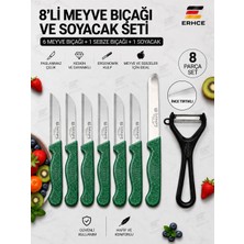 ERHCE Meyve Sebze Bıçağı 8'li Set Soyacak ve Doğrama Bıçağı Simli Tırtıklı Bıçak Solingen Alman Paslanmaz Çelik