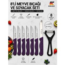 ERHCE Meyve Sebze Bıçağı 8'li Set Soyacak ve Doğrama Bıçağı Simli Tırtıklı Bıçak Solingen Alman Paslanmaz Çelik