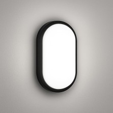 Neva Home Aydos 20W IP65 Oval Siyah LED Tavan ve Duvar Lambası | 6500K Beyaz Işık | Su Geçirmez Banyo Bahçe Aydınlatma Armatürü | 2000 Lümen | 270X147X78MM (220V)