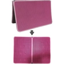Neva Home Büyük Boy Elekli Kedi Tuvalet Önü Paspası Katlanabilir 82 x 60 cm Pembe