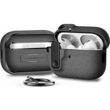 Neva Home Airpods Pro 3 ile Uyumlu Fabric Serisi Özel Kilitli Tasarım ve Kumaş Yüzeyli Kılıf Darbelere Karşı Koruyucu Kapak (Gri, Airpods Pro 3 (2025))