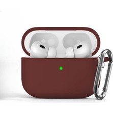 Neva Home Soft Yumuşak Lansman Esnek Silikon Airpods Pro 3 ile Uyumlu Içi Kadife Kulaklık Kılıfı ve Karabina Anahtarlık (Bordo, Airpods Pro 3)