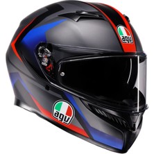 Agv Kask K3 Mplk Strıga Matt Black Blue Red Configuration - Beden M