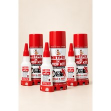 (3 Adet) Metfix Hızlı Yapıştırıcı Mdf Kit 3'lü Set 200 ml 50 gr Aktivator Siyanoakrilat Yapıştırıcı