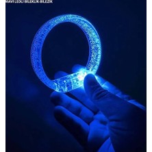 Evimdeyokyok Mavi LED Işıklı Baskı Yapılabilen Pilli Bileklik Bilezik 1,5 cm Genişlik
