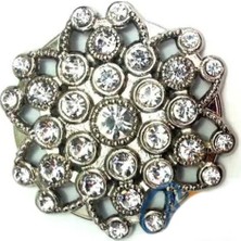 Evimdeyokyok Taşlı Yuvarlak Broş, Sandık Süsü 4,5 cm - Nikel, 10 Adet