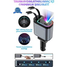 Evimdeyokyok LED Işık Tavan Aydınlatmalı 66W 4’1 Çift Kablolu Hızlı Şarj 3.4A Araç Içi Çakmaklık Şarj Aleti