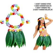 Evimdeyokyok Yetişkin Hawaii Kostüm Seti - Yaprak Etek Hawaii Set - 5 Parça
