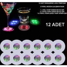 Evimdeyokyok Renkli LED Işıklı Bardak Altlığı - Dekoratif (12 Adet, Pilli)