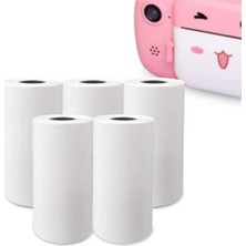 Evimdeyokyok Çocuk Kamera Baskı Kağıdı, 5’li Rulo 57X25MM Çekirdekli Fotoğraf Baskı Termal Kağıt Rulo