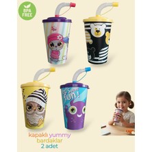 Happier Çocuk Kapaklı Pipetli Alıştırma Bardağı 400 ml 2 Adet Renkli BPA İçermez Kolay Temizlenebilir Tasarım