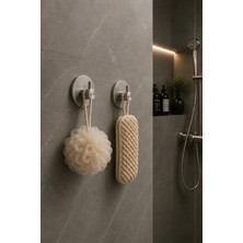2li Set Oval Tekli Modern Banyo Askılık 45 mm | Paslanmaz Çelik | Delmeden Yapışkan Montaj