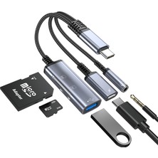Apera CR63 Type-C 5in1 Çok Fonksiyonlu Otg Hub – 60W Pd Hızlı Şarj, 3.5mm Kulaklık Girişi, Sd & Micro Sd Kart Okuyucu ve USB 2.0 Adaptör