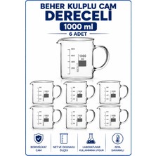 Labolist Beher Kulplu Cam 1000 ml - Kısa Form Isıya Dayanıklı Beaker 6 Adet