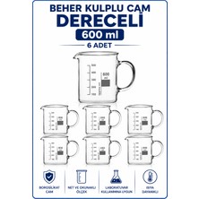 Labolist Beher Kulplu Cam 600 ml - Kısa Form Isıya Dayanıklı Beaker 6 Adet