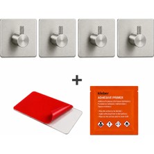 4 Adet Kare Tekli Modern Banyo Askılık 45 mm | Paslanmaz Çelik | Delmeden Yapışkan Montaj