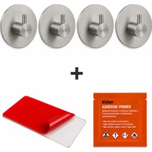 4 Adet Oval Tekli Modern Banyo Askılık 45 mm | Paslanmaz Çelik | Delmeden Yapışkan Montaj