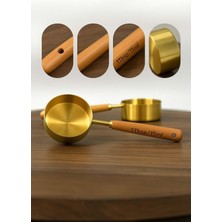 Mythriva Jenisa Gold Paslanmaz Çelik Ölçü Kaşığı 15 ml Ahşap Saplı Premium Kalite Ölçü Kaşık
