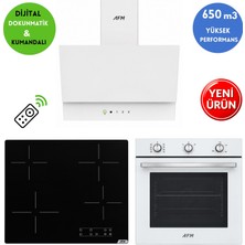 Alveus Afm Serisi Fue-04 Beyaz Dijital Dokunmatik Elektr. Vitroseramik 3'lü Ankastre Set Fırın+Siyah Ocak+Davlumbaz