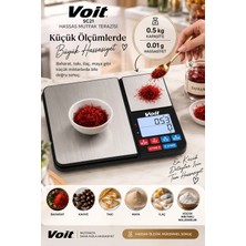 Voit SC21 Hassas Mutfak Terazisi-Lcd Ekranlı Dijital Tartı-Paslanmaz Çelik Mutfak Ölçüm Tartısı 10KG/0,5KG & 1G/0,01G